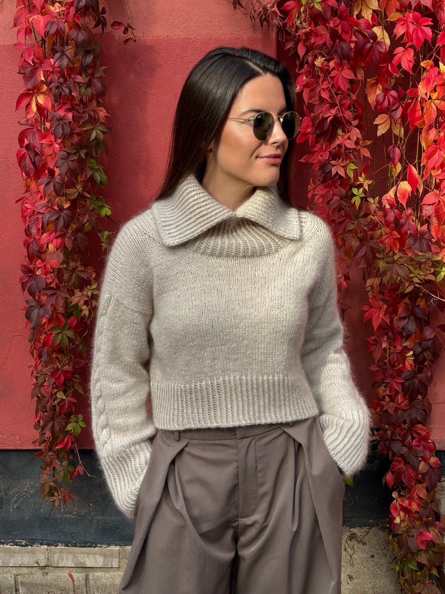 Cropped Cable Jumper Knitting Pattern for Women Top-down with Video Tutorials