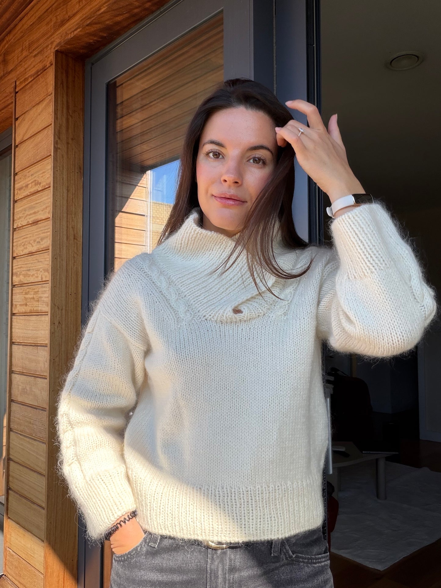 Fold-over Collar Pilates Jumper Knitting Pattern