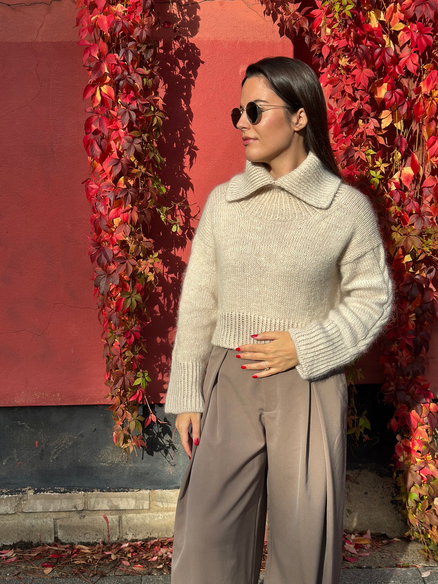 Cropped Cable Jumper Knitting Pattern for Women Top-down with Video Tutorials