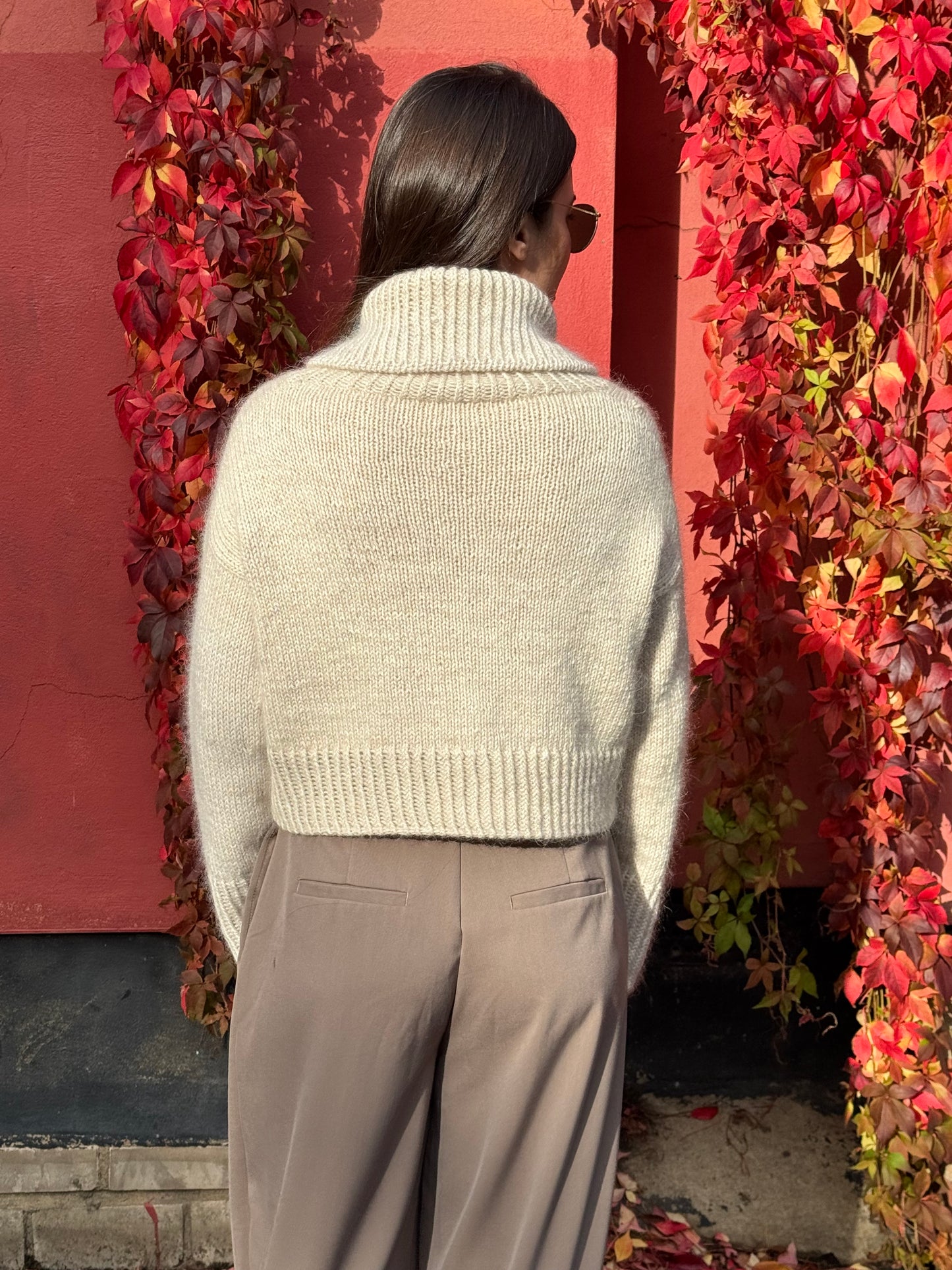 Cropped Cable Jumper Knitting Pattern for Women Top-down with Video Tutorials