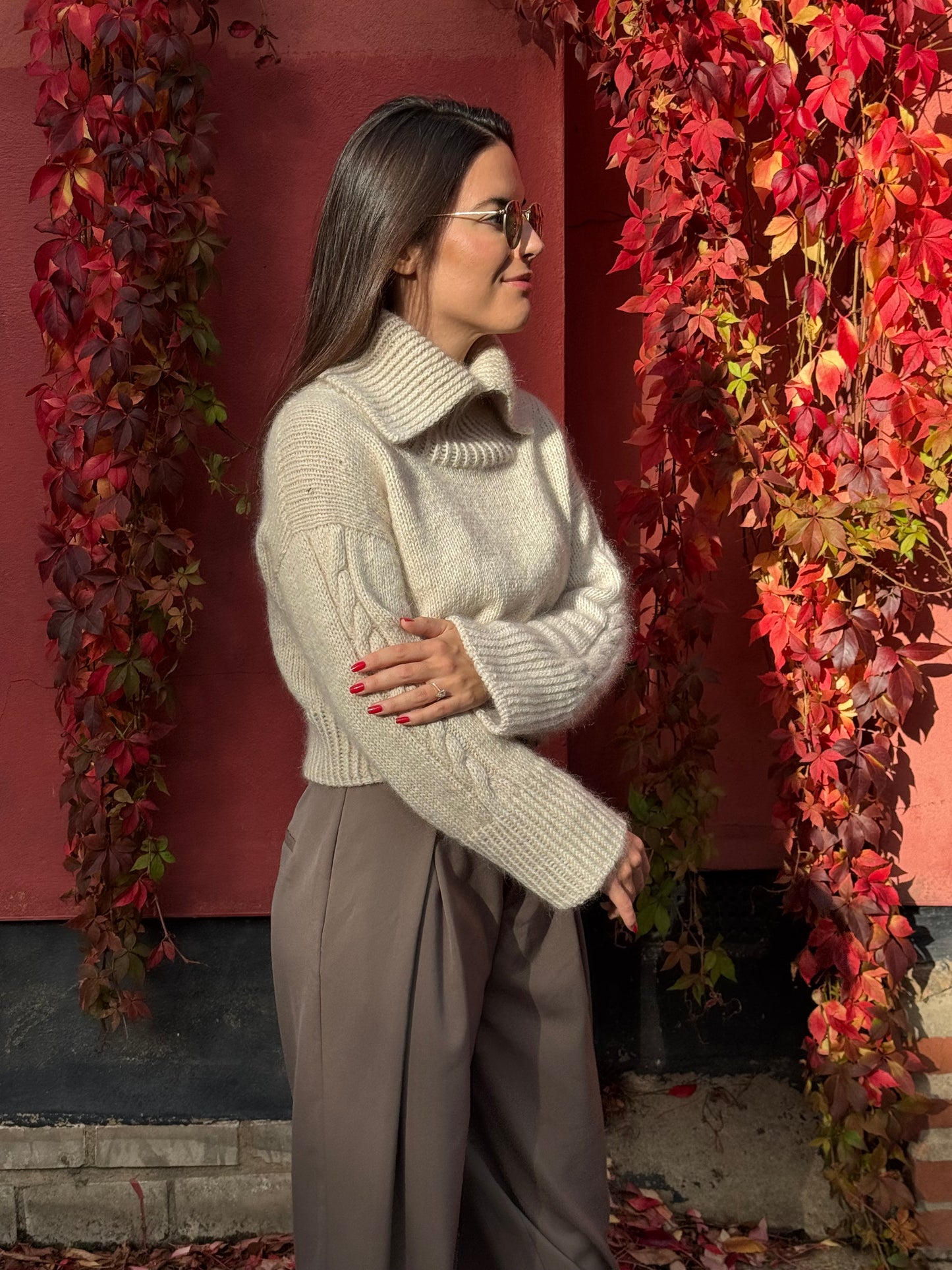 Cropped Cable Jumper Knitting Pattern for Women Top-down with Video Tutorials