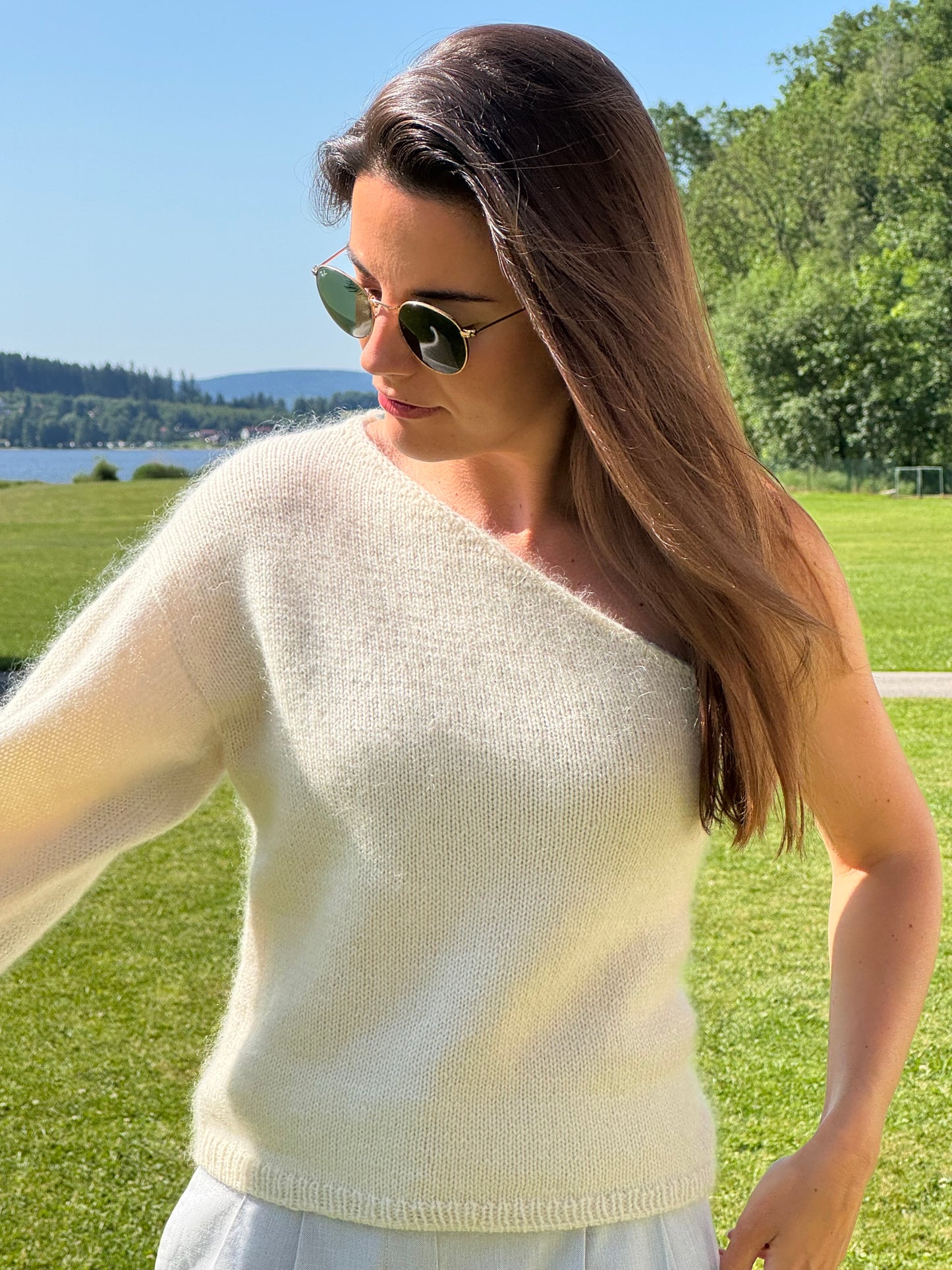 Noosa One Shoulder Summer Top Knitting Pattern for Women