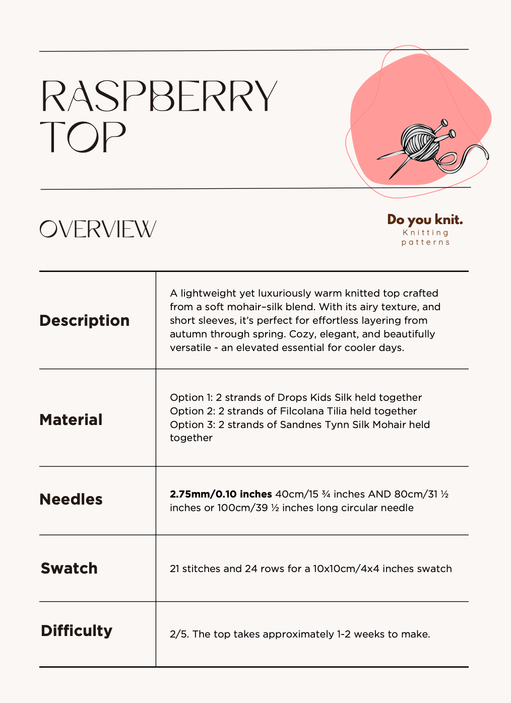 Raspberry Top Knitting Pattern